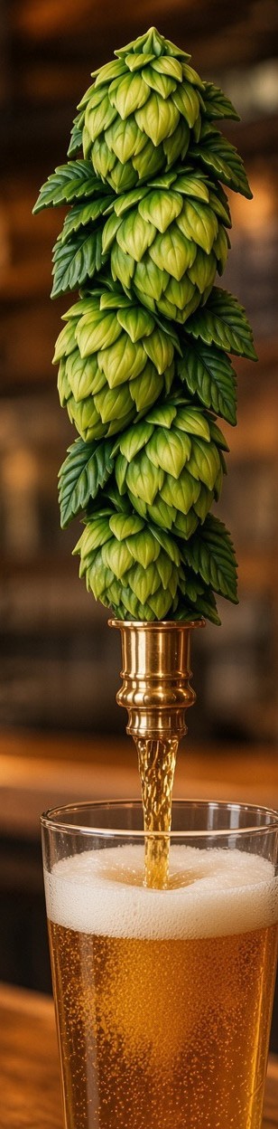 Hop tap pouring beer into a pint